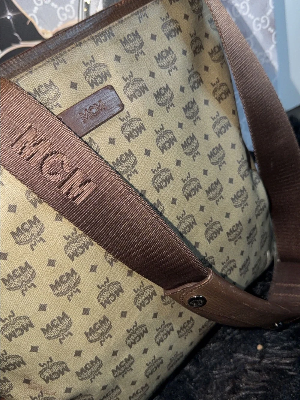 MCM Messanger Brown Logo Crossbody Bag